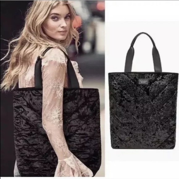 Victoria’s Secret Black Velvet Slip Dress & Tote - Picture 4 of 5
